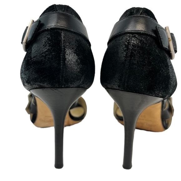 Jimmy Choo Max Was Zipper Sandal Bootie Black Waxed Suede Women's US 6 EU 37 - Picture 8 of 11